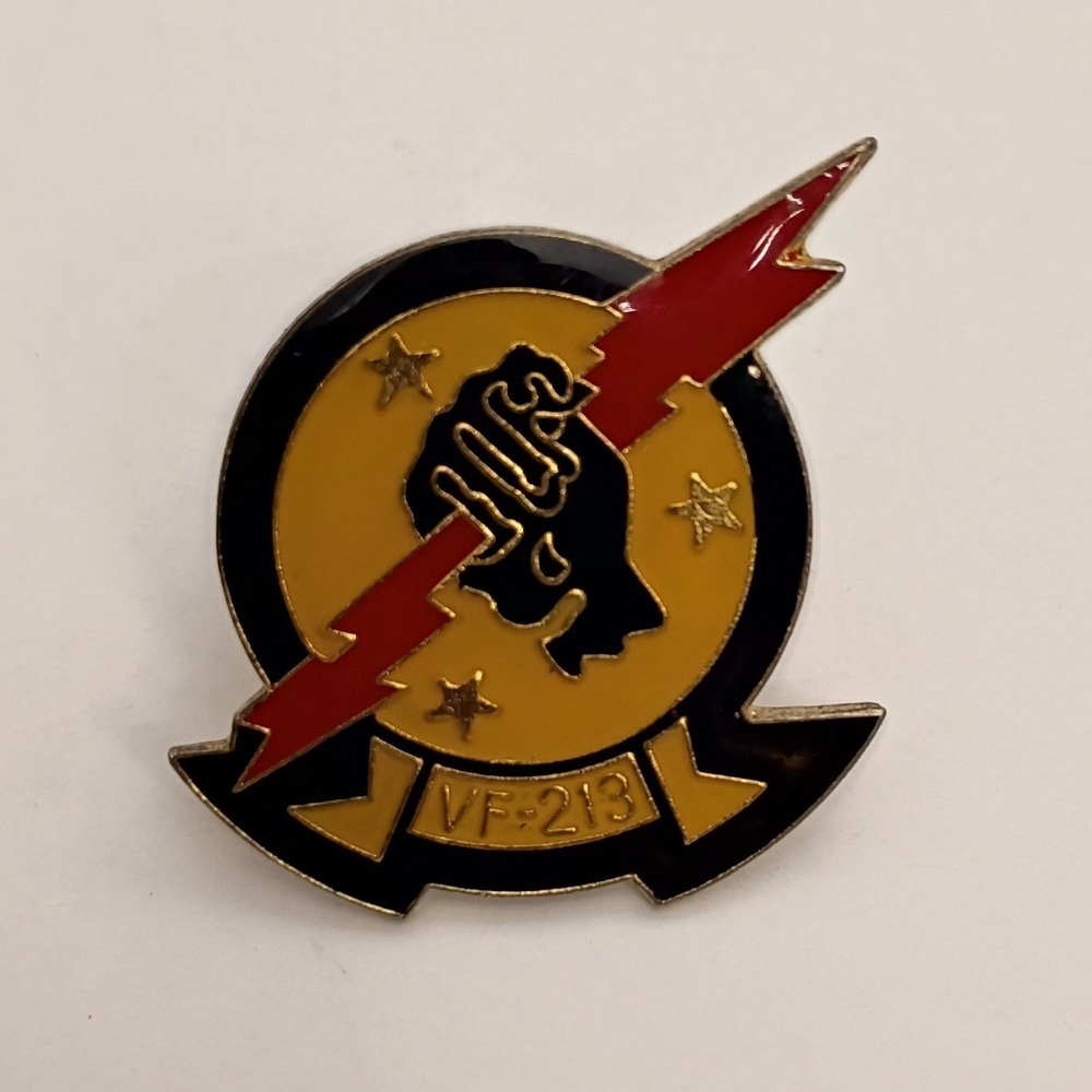 US Navy VF-213 Blacklions Fighter Squadron Enamel Lapel Pin Militaria Vintage